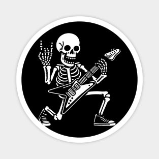 Skeleton Playing Heavy Metal Guitarrock Skeleton Playing Guitarskeleton Rocker Magnet